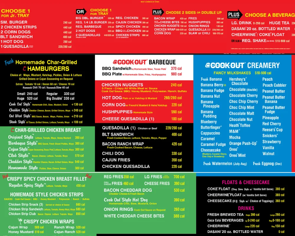 cookout -full menu