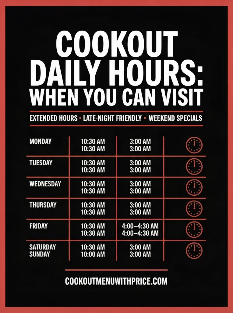 cookout timings - cookout hours you can visit